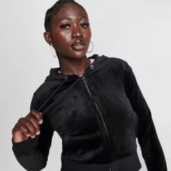 Women's Juicy Couture OG Big Bling Velour Zip-Up Hoodie Liquorice - 11000536 041 -Nike Store 11000536 041 M5