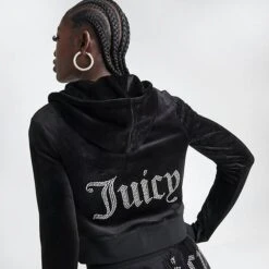 Women's Juicy Couture OG Big Bling Velour Zip-Up Hoodie Liquorice - 11000536 041 -Nike Store 11000536 041 M6