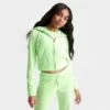 Women's Juicy Couture OG Big Bling Velour Zip-Up Hoodie Sour Apple - 11000536 321 -Nike Store 11000536 321 M1