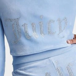 Women's Juicy Couture OG Big Bling Velour Zip-Up Hoodie Frosted - 11000536 430 -Nike Store 11000536 430 M6