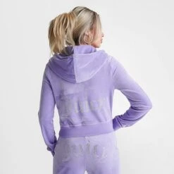Women's Juicy Couture OG Big Bling Velour Zip-Up Hoodie Freesia - 11000536 543 -Nike Store 11000536 543 M4