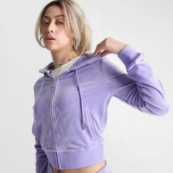 Women's Juicy Couture OG Big Bling Velour Zip-Up Hoodie Freesia - 11000536 543 -Nike Store 11000536 543 M5