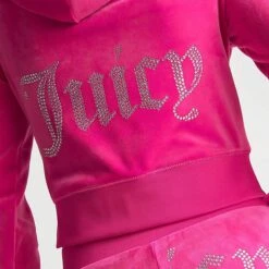 Women's Juicy Couture OG Big Bling Velour Zip-Up Hoodie Vixen Pink - 11000536 577 -Nike Store 11000536 577 M5