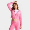 Women's Juicy Couture OG Big Bling Velour Zip-Up Hoodie Hot Hot - 11000536 676 -Nike Store 11000536 676 M1
