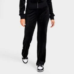 Women's Juicy Couture OG Big Bling Velour Track Pants Liquorice - 1100053A 041 -Nike Store 1100053A 041 M3