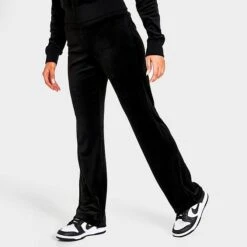Women's Juicy Couture OG Big Bling Velour Track Pants Liquorice - 1100053A 041 -Nike Store 1100053A 041 M4