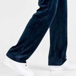 Women's Juicy Couture OG Big Bling Velour Track Pants Navy - 1100053A 407 -Nike Store 1100053A 407 M6