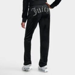 Women's Juicy Couture OG Big Bling Velour Track Pants Liquorice - 11001076 041