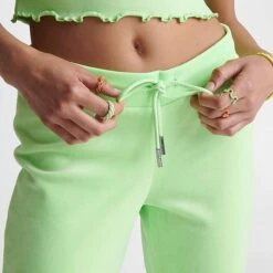 Women's Juicy Couture OG Big Bling Velour Track Pants Sour Apple - 11001076 321 -Nike Store 11001076 321 M6