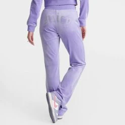 Women's Juicy Couture OG Big Bling Velour Track Pants Freesia - 11001076 543