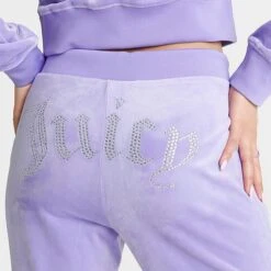 Women's Juicy Couture OG Big Bling Velour Track Pants Freesia - 11001076 543 -Nike Store 11001076 543 M5