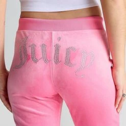 Women's Juicy Couture OG Big Bling Velour Track Pants Hot Hot - 11001076 676 -Nike Store 11001076 676 M5