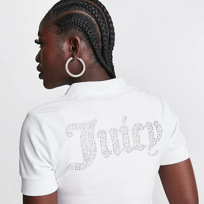 Women's Juicy Couture Pearly Big Bling Short-Sleeve Velour Zip-Up Cream Soda - 11001178 102 7 Women's Juicy Couture Pearly Big Bling Short-Sleeve Velour Zip-Up Cream Soda - 11001178 102 - Image 5