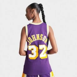 Women's Mitchell And Ness Los Angeles Lakers NBA Magic Johnson Hardwood Classics Swingman Jersey Purple - 812LALD PUR