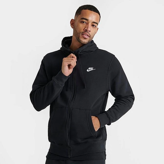 Nike Sportswear Club Fleece Full-Zip Hoodie Black/Black/White - BV2645 010 3 Nike Sportswear Club Fleece Full-Zip Hoodie Black/Black/White - BV2645 010