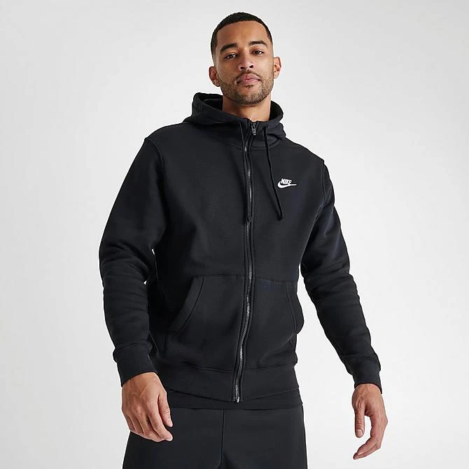 Nike Sportswear Club Fleece Full-Zip Hoodie Black/Black/White - BV2645 010 5 Nike Sportswear Club Fleece Full-Zip Hoodie Black/Black/White - BV2645 010 - Image 3