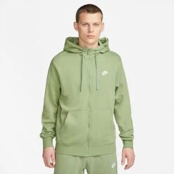 Nike Sportswear Club Fleece Full-Zip Hoodie Oil Green/Oil Green/White - BV2645 386