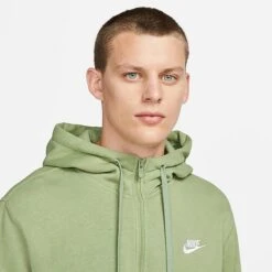 Nike Sportswear Club Fleece Full-Zip Hoodie Oil Green/Oil Green/White - BV2645 386 -Nike Store BV2645 386 M4