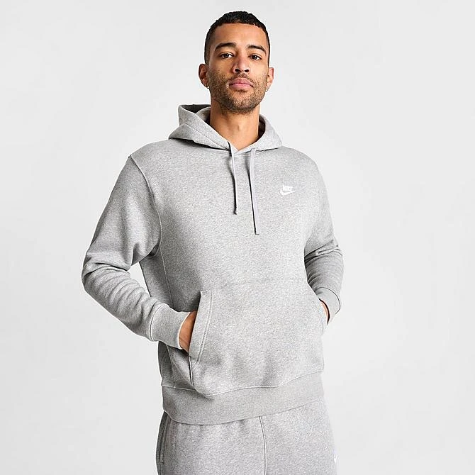 Nike Sportswear Club Fleece Embroidered Hoodie Dark Grey Heather/Matte Silver/White - BV2654 063 5 Nike Sportswear Club Fleece Embroidered Hoodie Dark Grey Heather/Matte Silver/White - BV2654 063 - Image 3