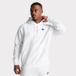 Nike Sportswear Club Fleece Embroidered Hoodie White/White/Black - BV2654 100