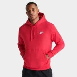 Nike Sportswear Club Fleece Embroidered Hoodie University Red/University Red/White - BV2654 657