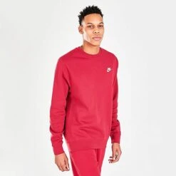 Nike Sportswear Club Fleece Crewneck Sweatshirt Pomegranate/White - BV2662 690 -Nike Store BV2662 690 M3