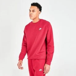 Nike Sportswear Club Fleece Crewneck Sweatshirt Pomegranate/White - BV2662 690 -Nike Store BV2662 690 M4