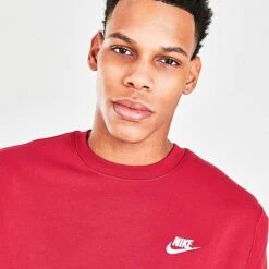 Nike Sportswear Club Fleece Crewneck Sweatshirt Pomegranate/White - BV2662 690 -Nike Store BV2662 690 M6