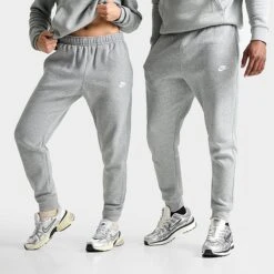 Nike Sportswear Club Fleece Cuffed Jogger Pants Dark Grey Heather/Matte Silver/White - BV2671 063