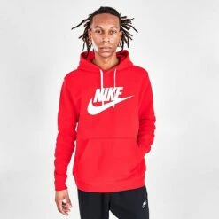 Nike Sportswear Club Fleece Hoodie University Red/White/White - BV2973 657