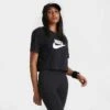 Women's Nike Sportswear Essential Cropped T-Shirt Black/White - BV6175 010 -Nike Store BV6175 010 M1