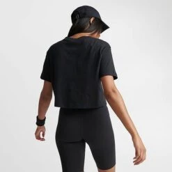 Women's Nike Sportswear Essential Cropped T-Shirt Black/White - BV6175 010 -Nike Store BV6175 010 M4