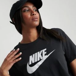 Women's Nike Sportswear Essential Cropped T-Shirt Black/White - BV6175 010 -Nike Store BV6175 010 M5
