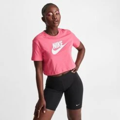 Women's Nike Sportswear Essential Cropped T-Shirt Sea Coral - BV6175 894 -Nike Store BV6175 894 M4