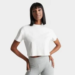 Women's Nike Solo Swoosh Essential Cropped T-Shirt Phantom/White - CV0560 030