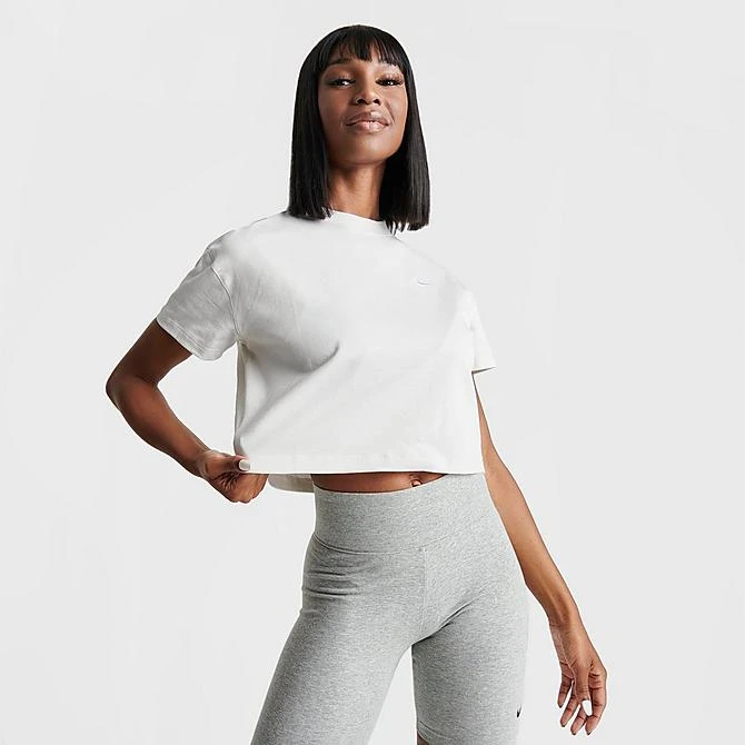 Women's Nike Solo Swoosh Essential Cropped T-Shirt Phantom/White - CV0560 030 5 Women's Nike Solo Swoosh Essential Cropped T-Shirt Phantom/White - CV0560 030 - Image 3