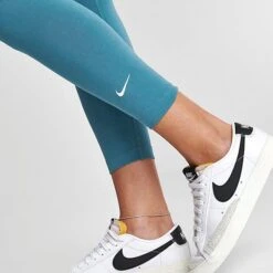 Women's Nike Sportswear Essential Mid-Rise Cropped Leggings Noise Aqua - CZ8532 440 -Nike Store CZ8532 440 M5