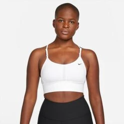 Women's Nike Dri-FIT Indy Longline Light-Impact Sports Bra White/Black - DB8765 100