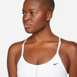 Women's Nike Dri-FIT Indy Longline Light-Impact Sports Bra White/Black - DB8765 100 -Nike Store DB8765 100 M4