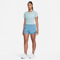 Women's Nike Dri-FIT One Luxe Twist Standard Fit Short-Sleeve Shirt Ocean Bliss/Reflective Silver - DD4921 442 -Nike Store DD4921 442 M3