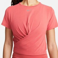 Women's Nike Dri-FIT One Luxe Twist Standard Fit Short-Sleeve Shirt Adobe/Reflective Silver - DD4921 655 -Nike Store DD4921 655 M5