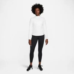 Women's Nike Therma-FIT One Long-Sleeve Half-Zip Top White/Black - DD4945 100 -Nike Store DD4945 100 M3