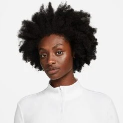 Women's Nike Therma-FIT One Long-Sleeve Half-Zip Top White/Black - DD4945 100 -Nike Store DD4945 100 M4
