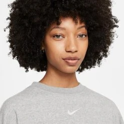 Women's Nike Sportswear Collection Essentials Oversized Fleece Crewneck Sweatshirt Dark Grey Heather/White - DD5632 063 -Nike Store DD5632 063 M4