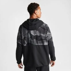 Men's Nike Dri-FIT Fleece Camo Print Full-Zip Hoodie Black/Black/Coconut Milk - DQ4790 010 -Nike Store DQ4790 010 M4