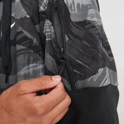 Men's Nike Dri-FIT Fleece Camo Print Full-Zip Hoodie Black/Black/Coconut Milk - DQ4790 010 -Nike Store DQ4790 010 M6