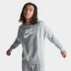 Nike Sportswear Club Fleece Futura Logo Crewneck Sweatshirt Dark Grey Heather - DQ4912 063 -Nike Store DQ4912 063 M1