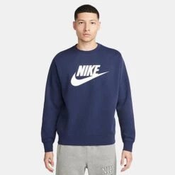 Nike Sportswear Club Fleece Futura Logo Crewneck Sweatshirt Midnight Navy - DQ4912 410