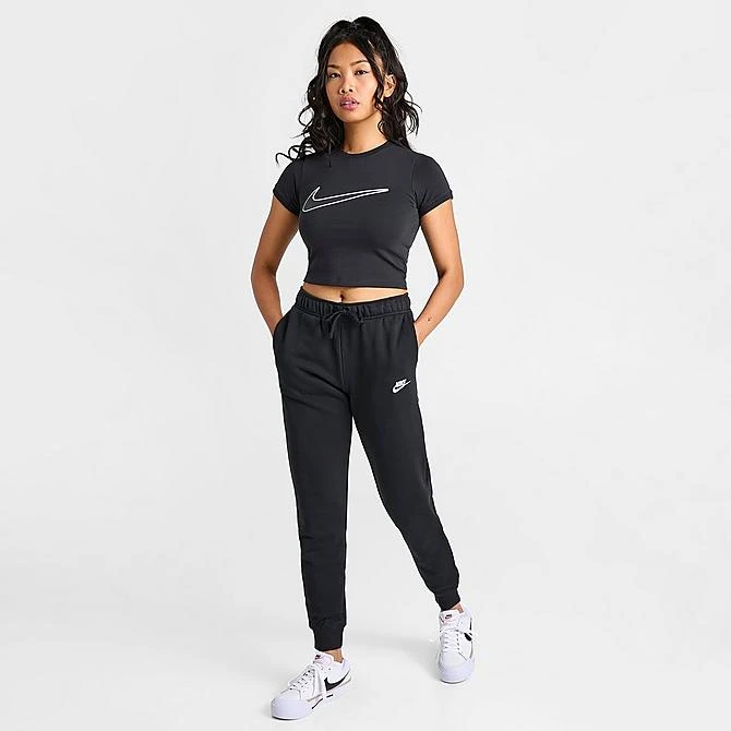 Women's Nike Sportswear Club Fleece Mid-Rise Jogger Pants Black/White - DQ5191 010 4 Women's Nike Sportswear Club Fleece Mid-Rise Jogger Pants Black/White - DQ5191 010 - Image 2