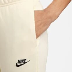 Women's Nike Sportswear Club Fleece Mid-Rise Jogger Pants Coconut Milk/Black - DQ5191 113 -Nike Store DQ5191 113 M4